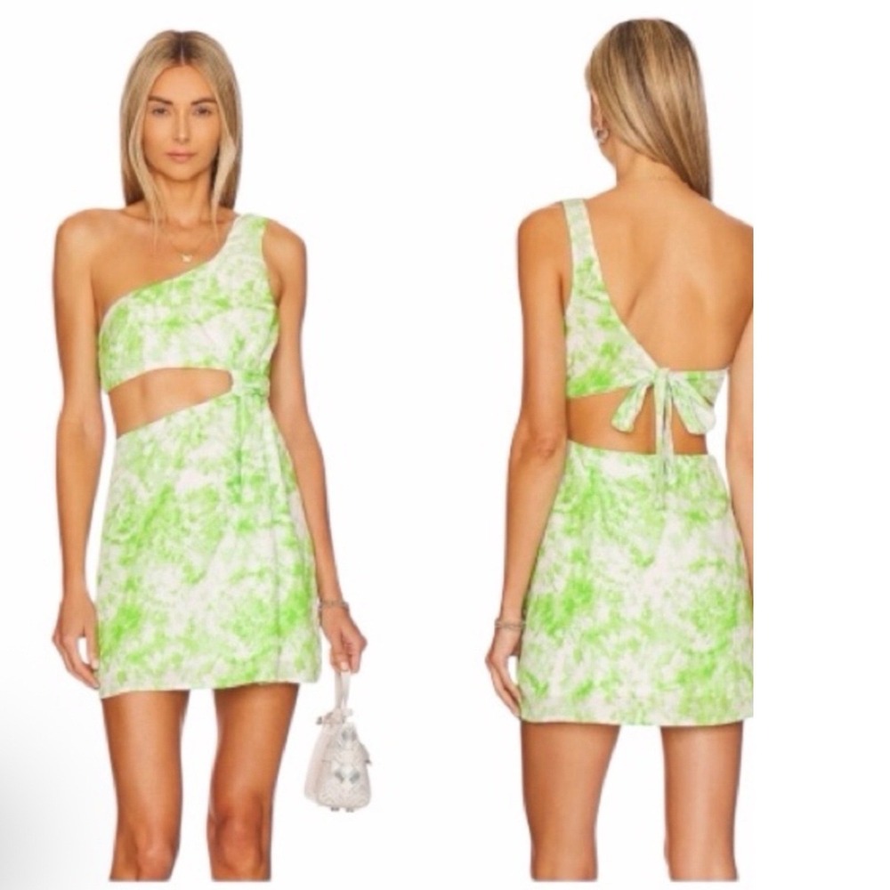 For Love & Lemons‎ Devon Mini Dress Tie-Dye One-Shoulder Cutout S Sm (I)